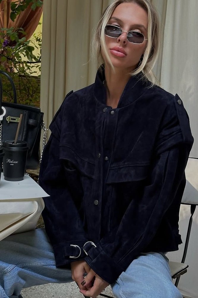 Mila Wide Shoulder Suede Jacket