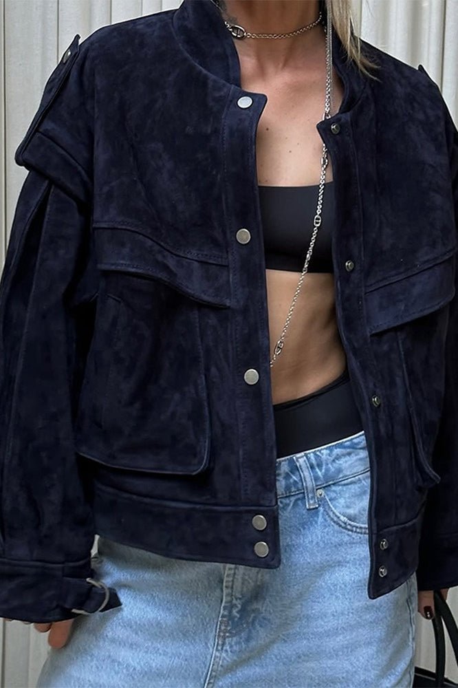 Mila Wide Shoulder Suede Jacket