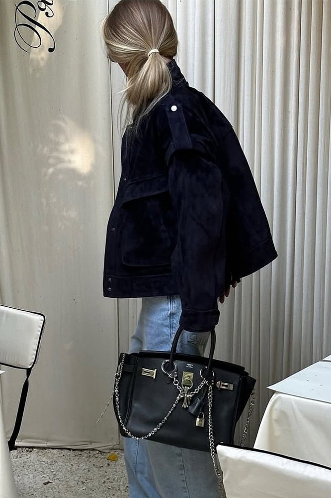 Mila Wide Shoulder Suede Jacket