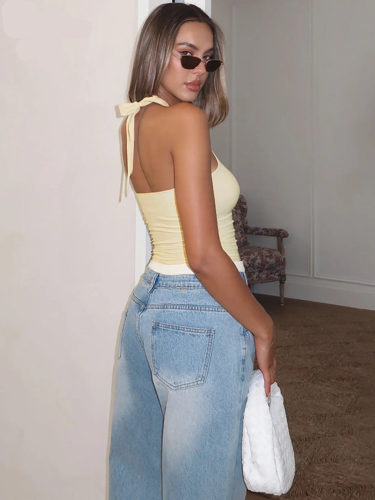 Miranda bandage-croptop med bar ryg