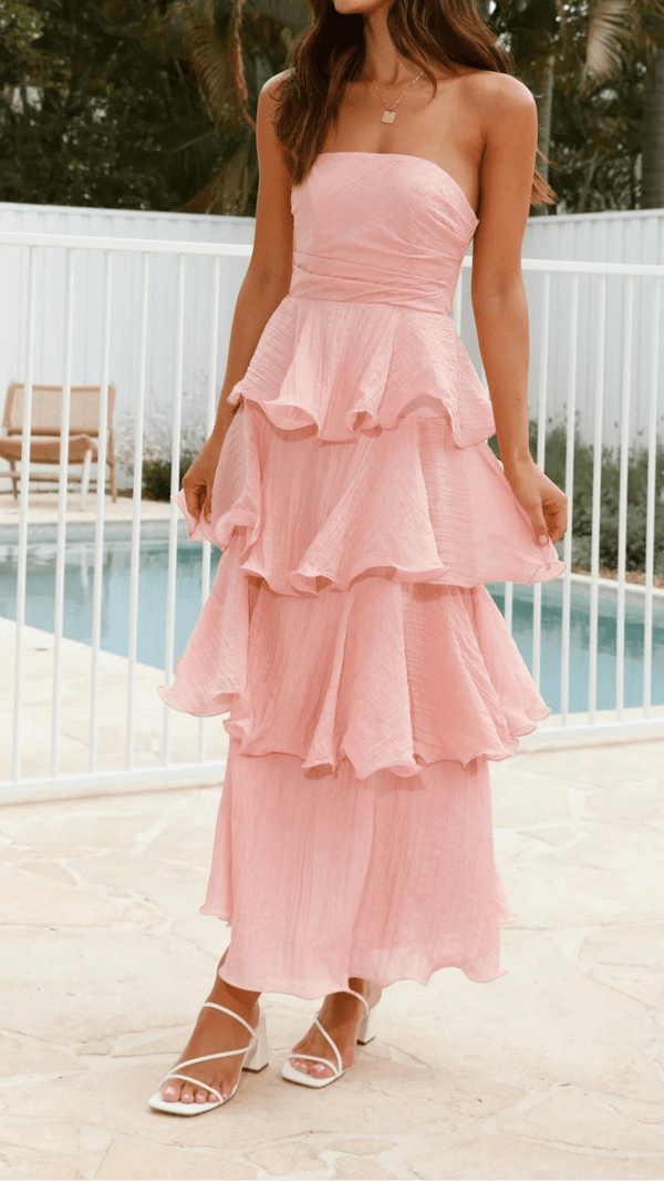 Miranda Strapless Ruffled Layer Dress