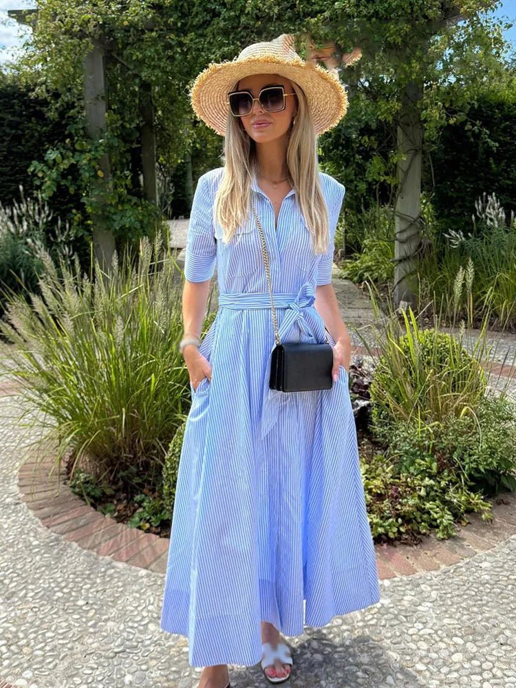 Beatrice Bow Tie-Waist Shirt Dress