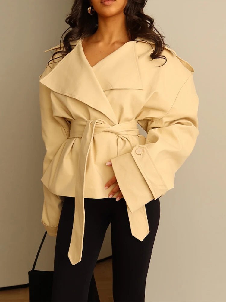 Molly cropped trenchcoat med bælte
