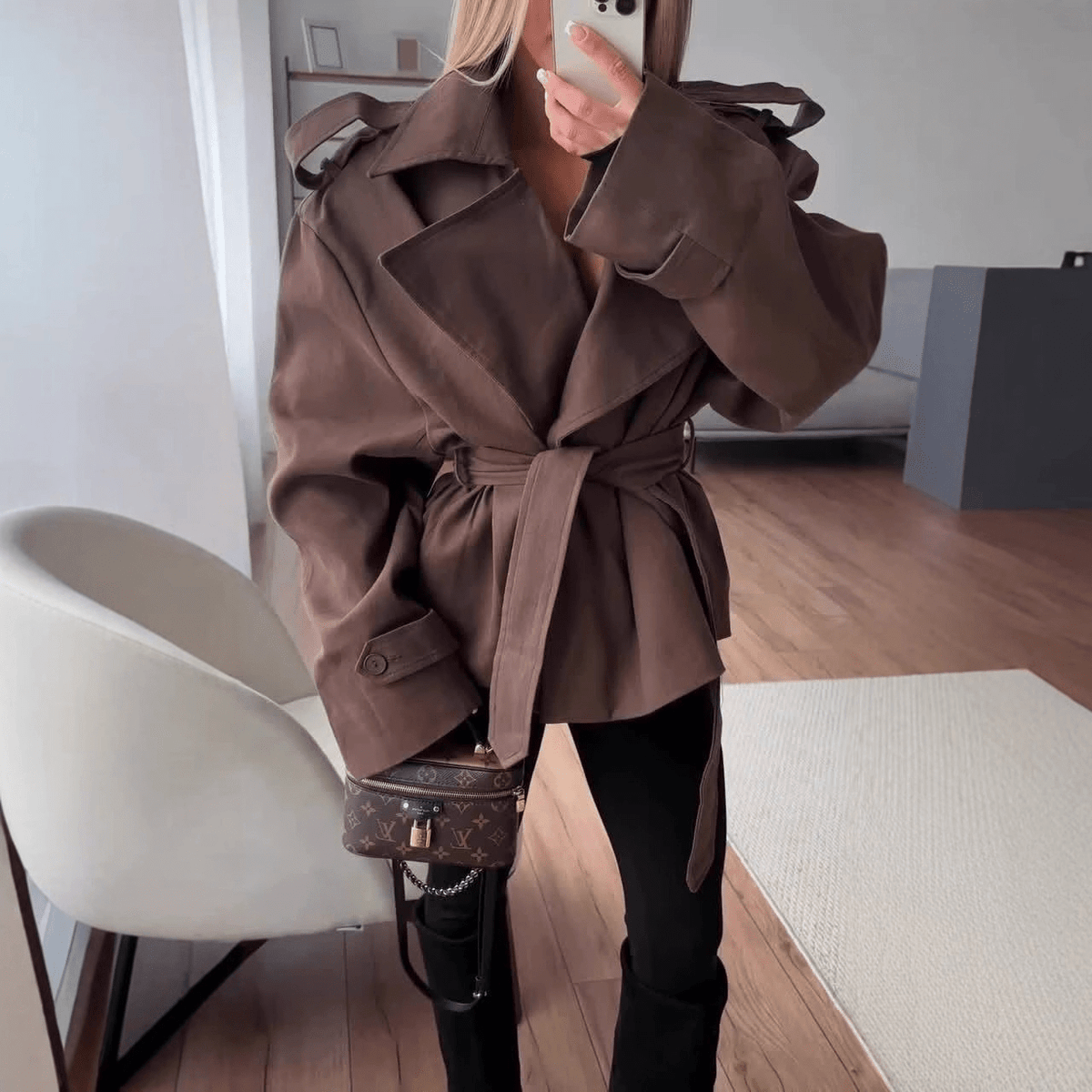Molly cropped trenchcoat med bælte