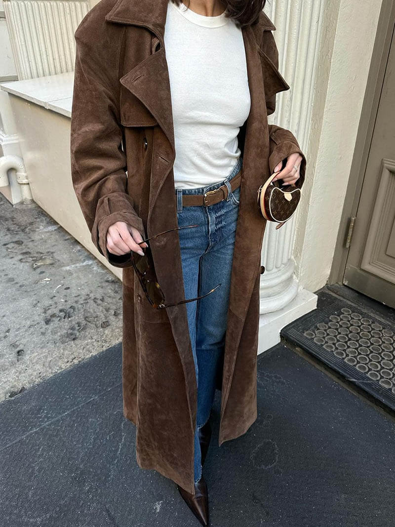 Molly trenchcoat i imiteret ruskind