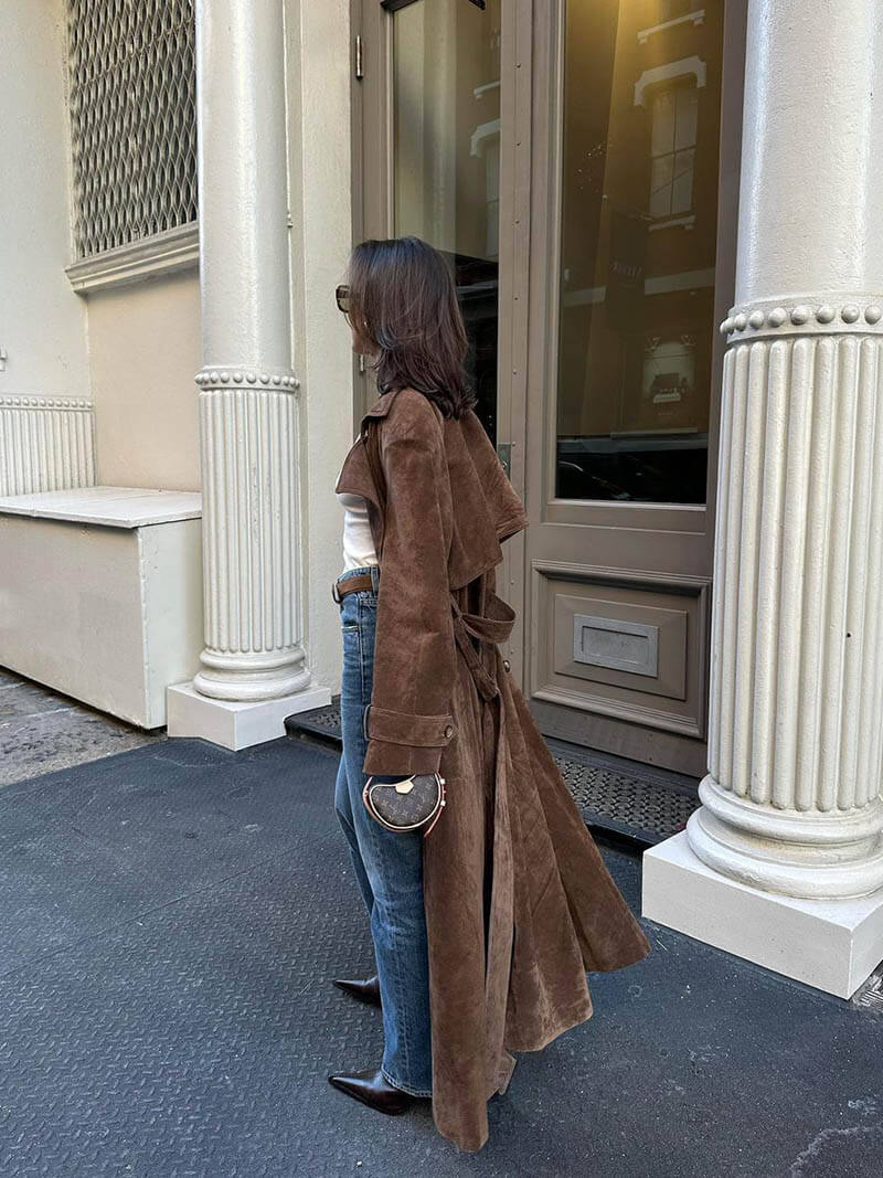 Molly trenchcoat i imiteret ruskind