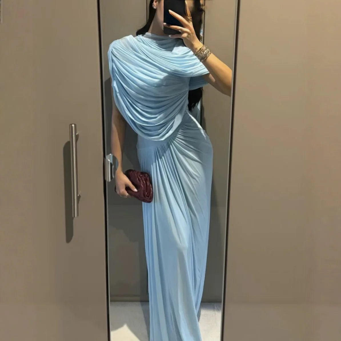 Monica elegant figursyet maxikjole i mesh