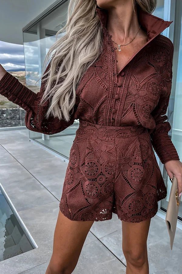 Natalie co-ordsæt med broderede blonder