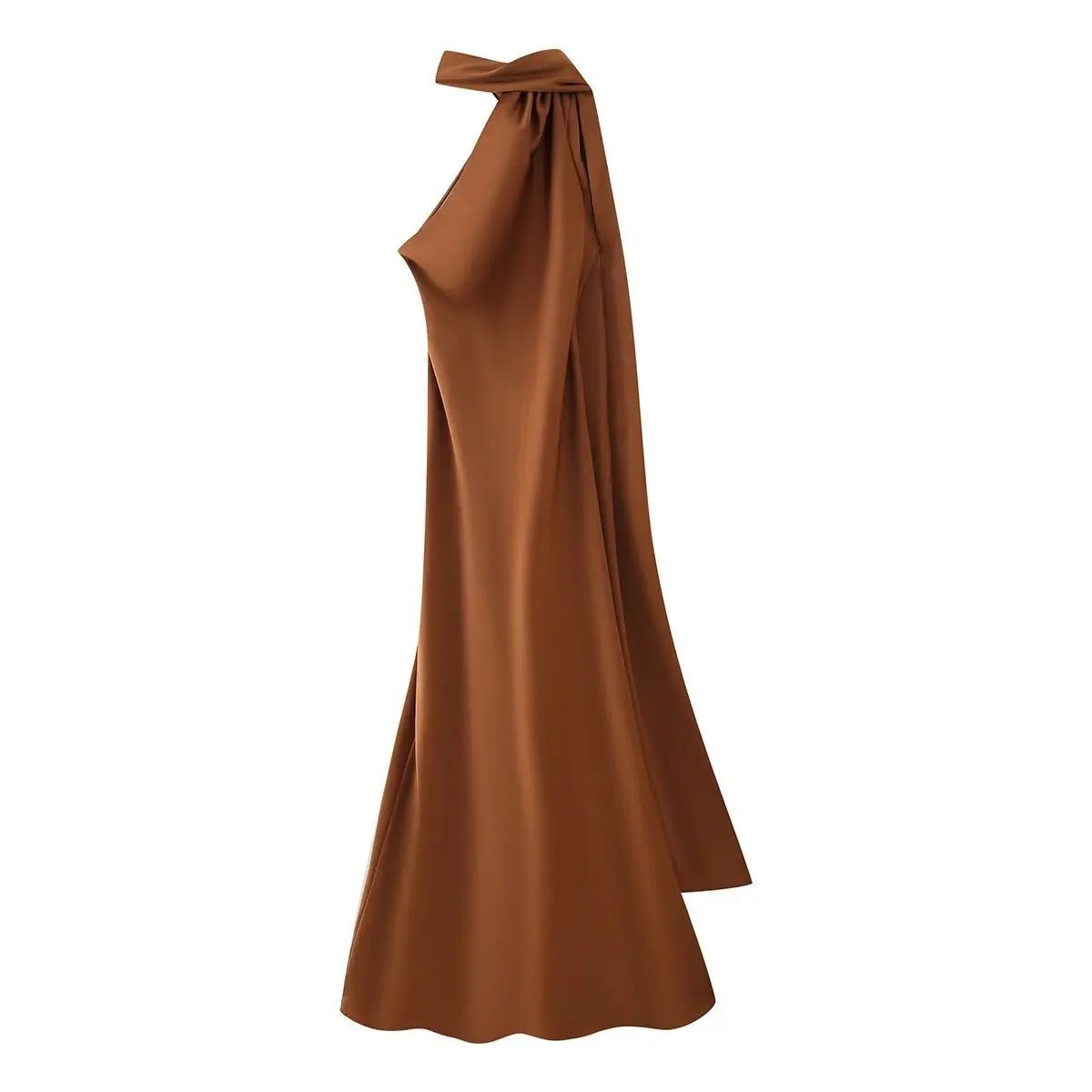 Neele maxikjole med halterneck, bar ryg og satinfinish