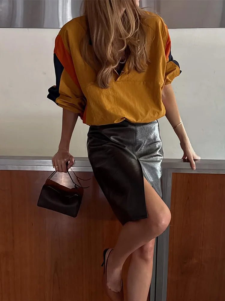 Nerea oversized cropped jakke med colourblock