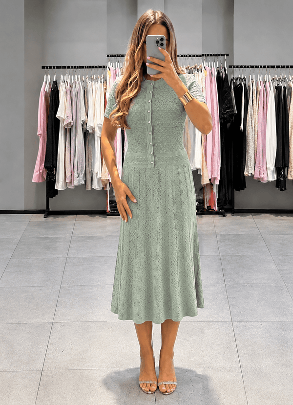 Nicole Knitted Half-Button Midi Dress