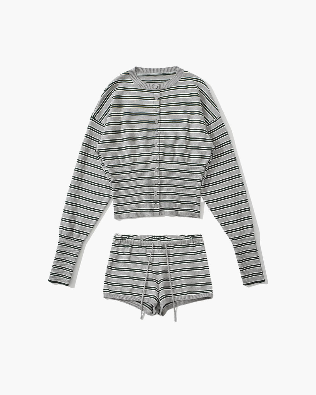 Nicole stribet cardigan- og shorts-sæt
