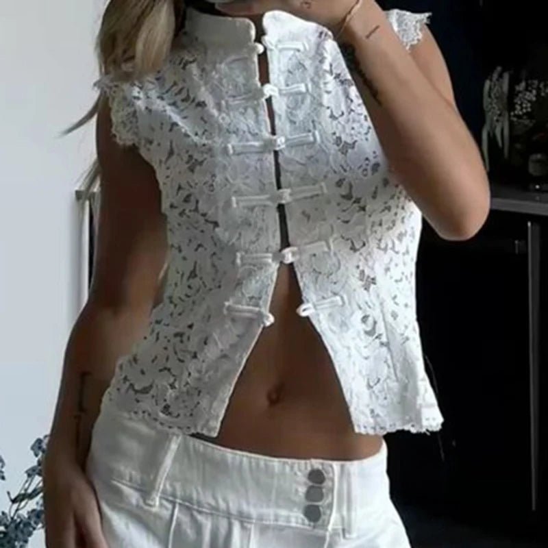 Odessa ærmeløs blondetop