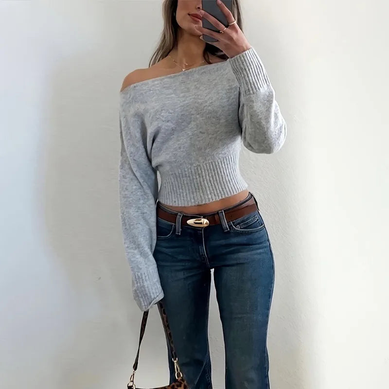 Oversized off-shoulder-striktrøje