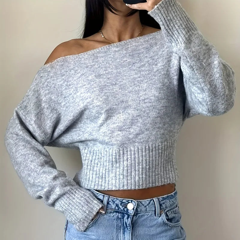 Oversized off-shoulder-striktrøje