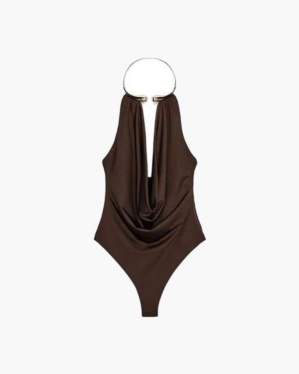 Ophelia draperet body med bar ryg