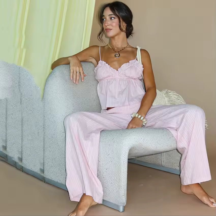 Peyton pyjamassæt med flæser