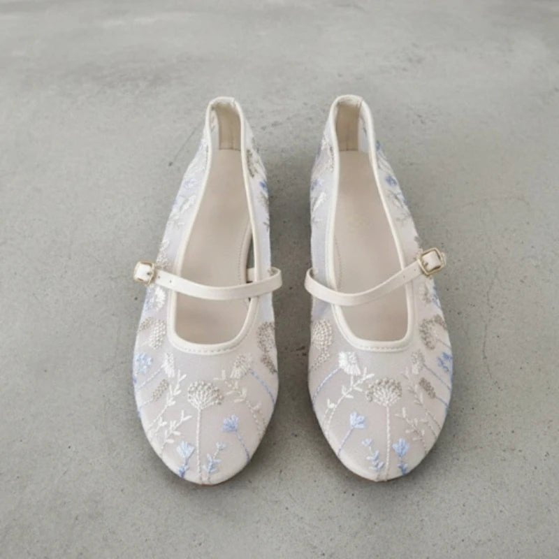 Priscilla balletflade sko med broderi