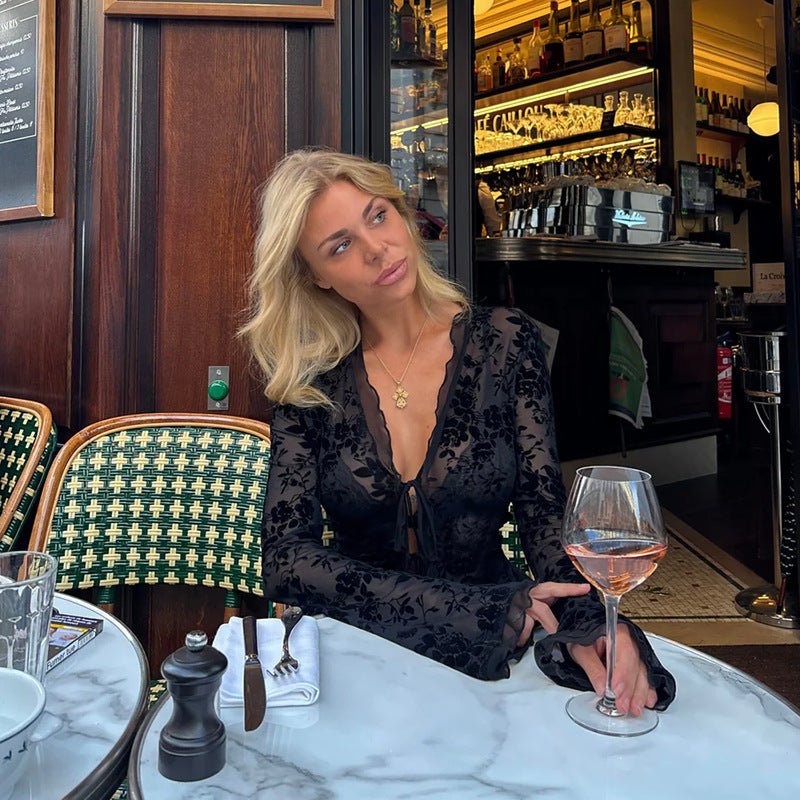 Rachel blondebluse med bindebånd foran