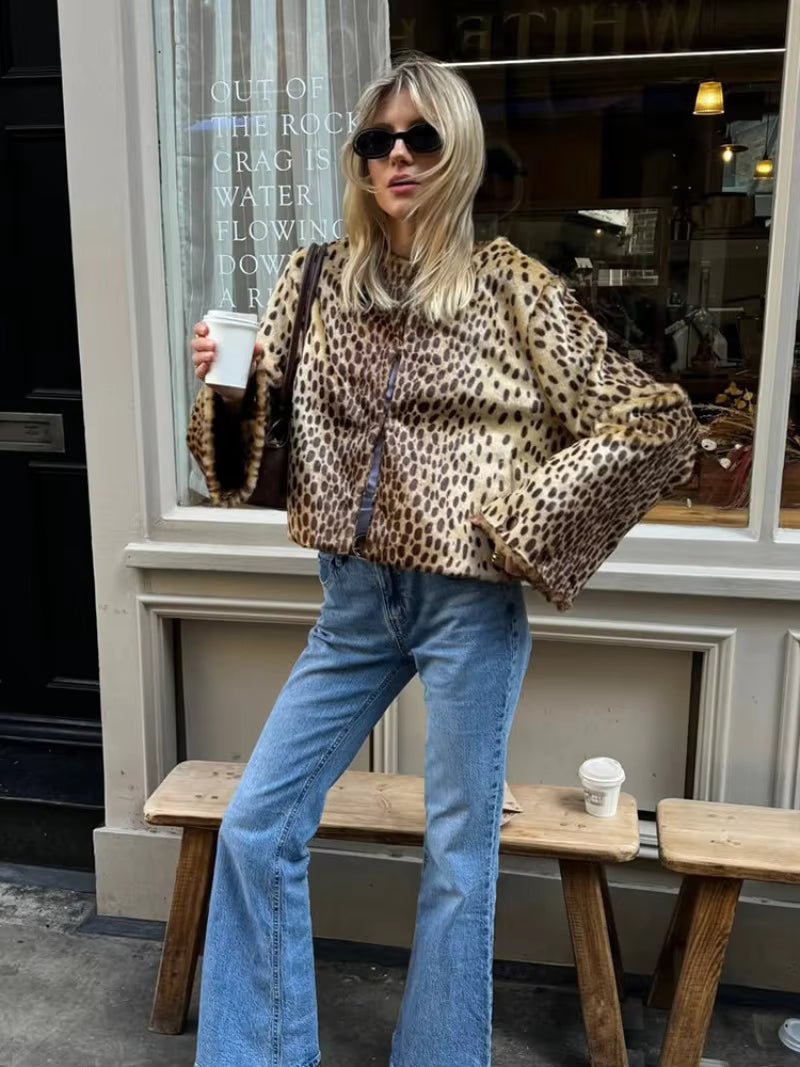 Rebecca leopardjakke i imiteret pels