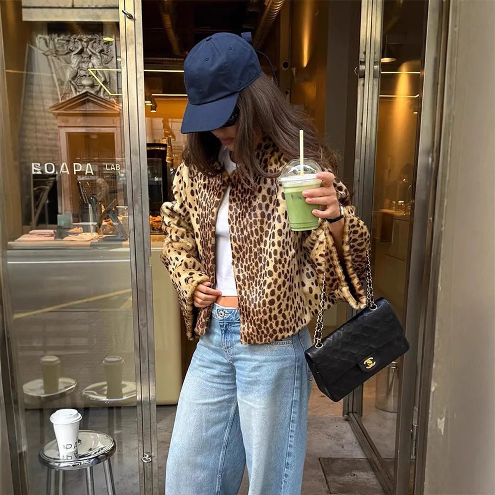 Rebecca leopardjakke i imiteret pels