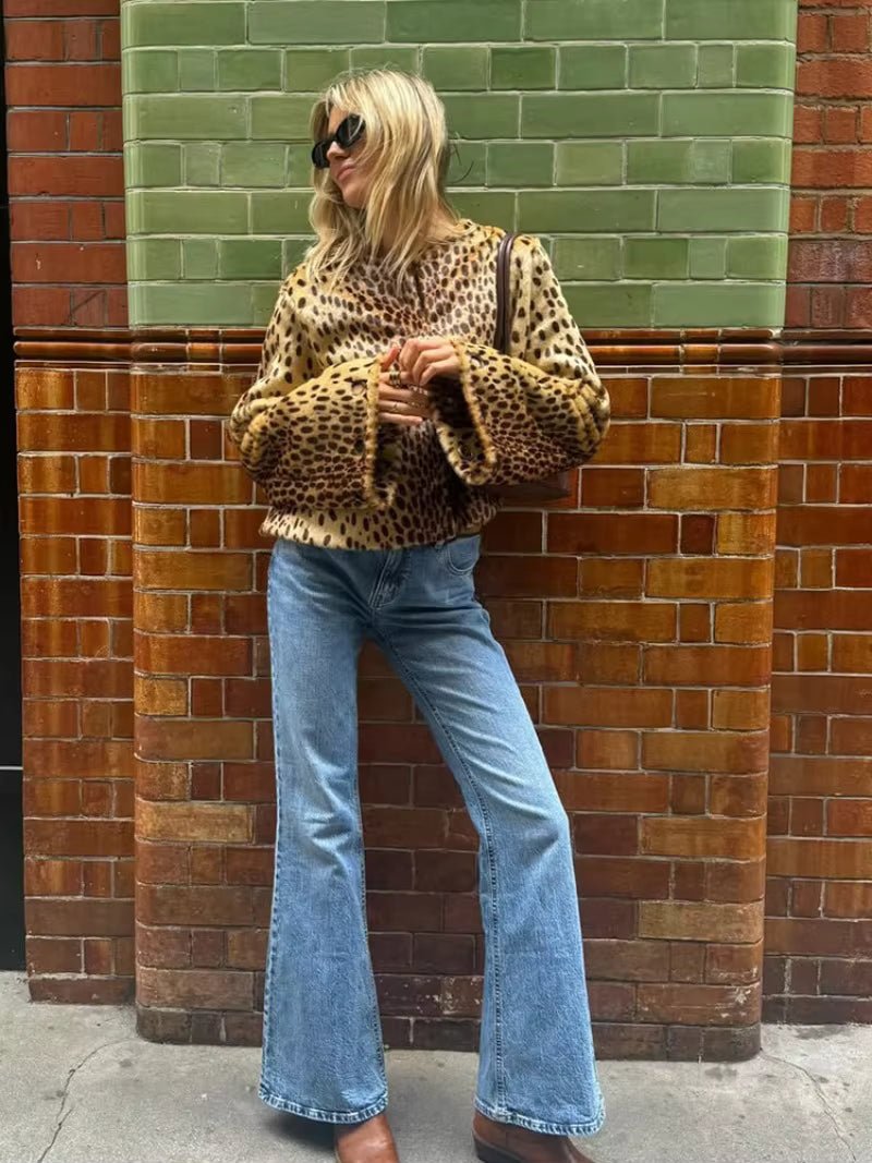 Rebecca leopardjakke i imiteret pels