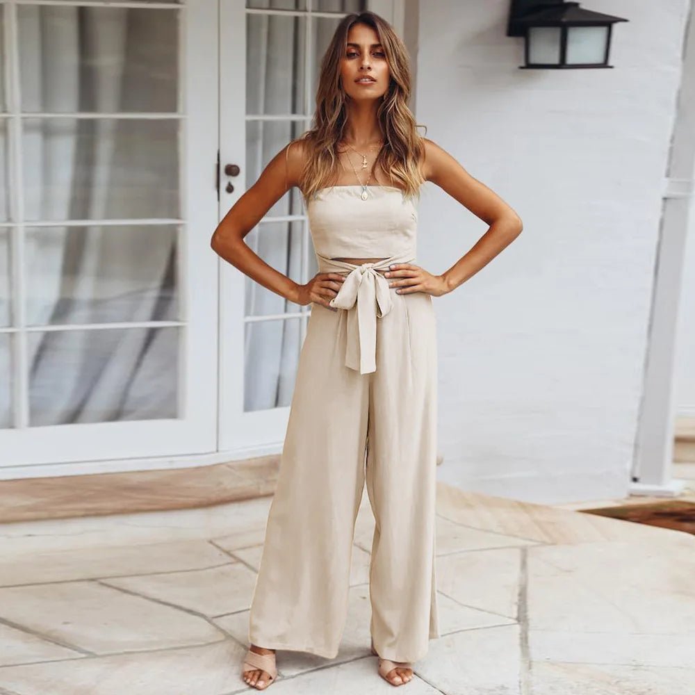 Regina stropløs jumpsuit med lige ben