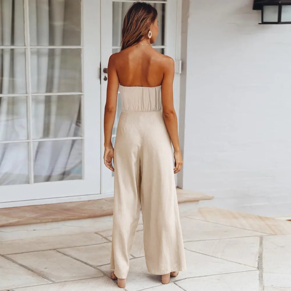 Regina stropløs jumpsuit med lige ben