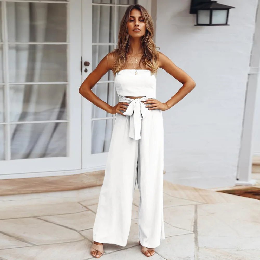 Regina stropløs jumpsuit med lige ben