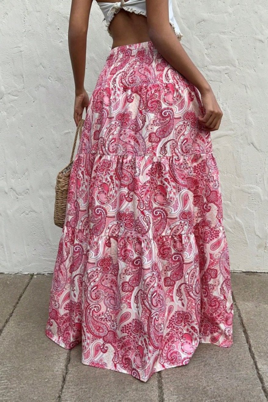 Riley paisley-maxinederdel med elastisk talje
