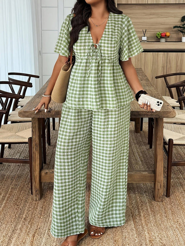 Roselyn Summer Plaid Set