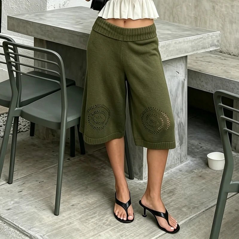 Sabina-strikkede culotteshorts med vide ben