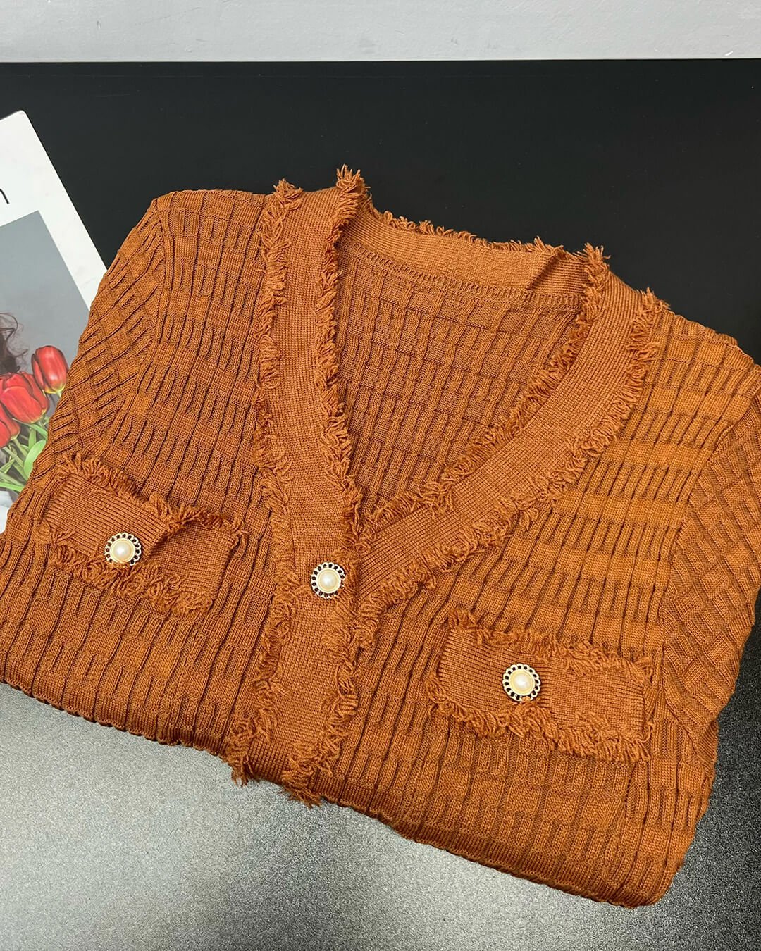 Sabrina strikket sweaterkjole med V-udskæring