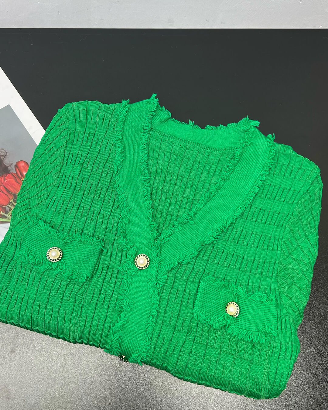 Sabrina strikket sweaterkjole med V-udskæring