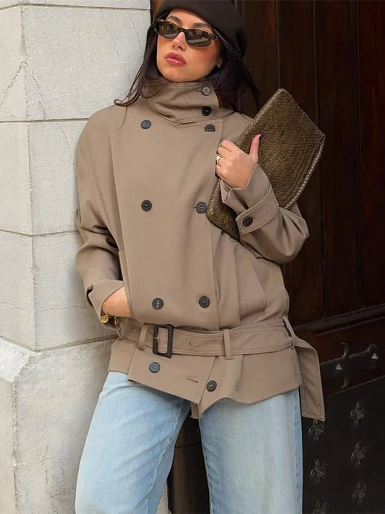 Saddie kort trenchcoat med bælte