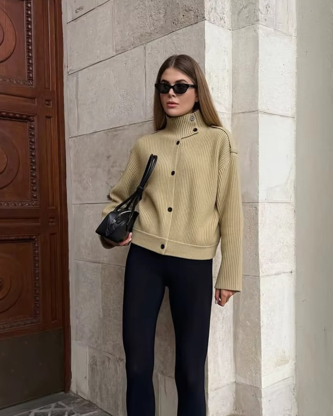 Sandra Strikket cardigan med ståkrave