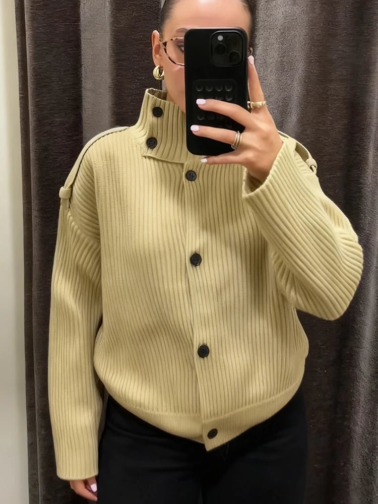 Sandra Strikket cardigan med ståkrave