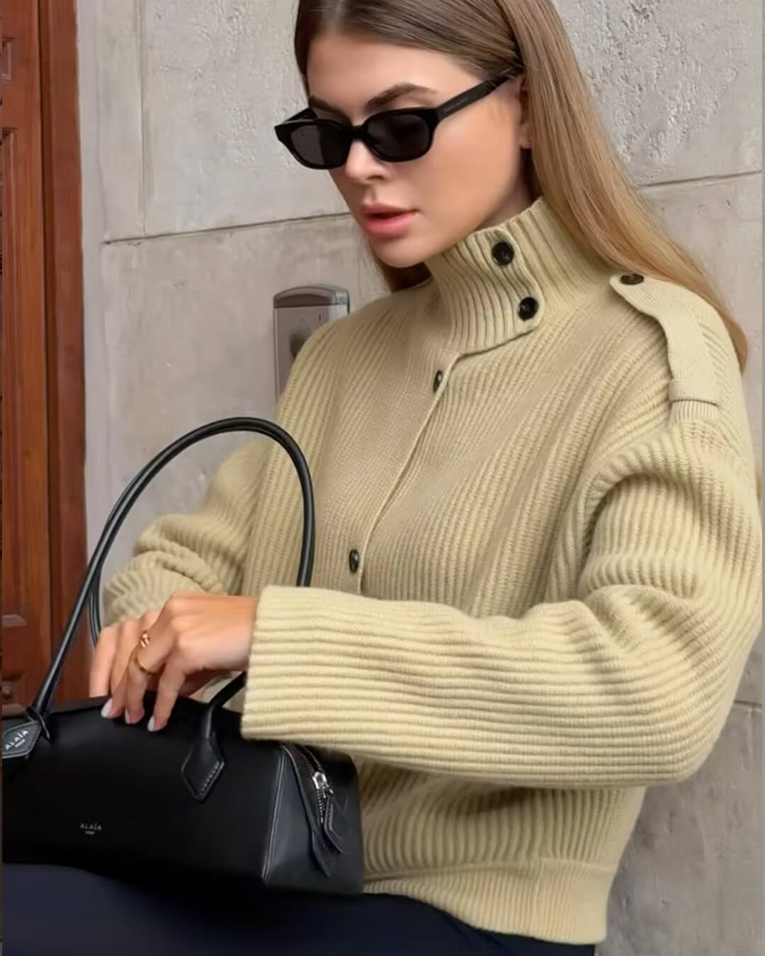 Sandra Strikket cardigan med ståkrave