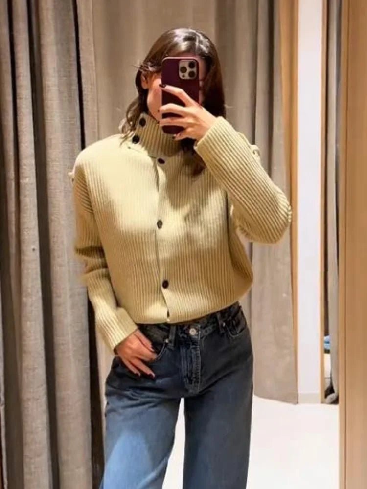 Sandra Strikket cardigan med ståkrave