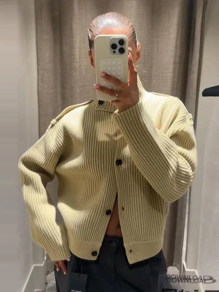 Sandra Strikket cardigan med ståkrave