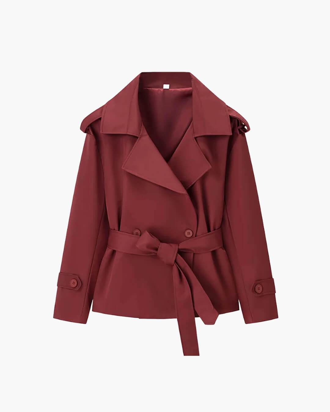 Sandy kort trenchcoat med snørelukning
