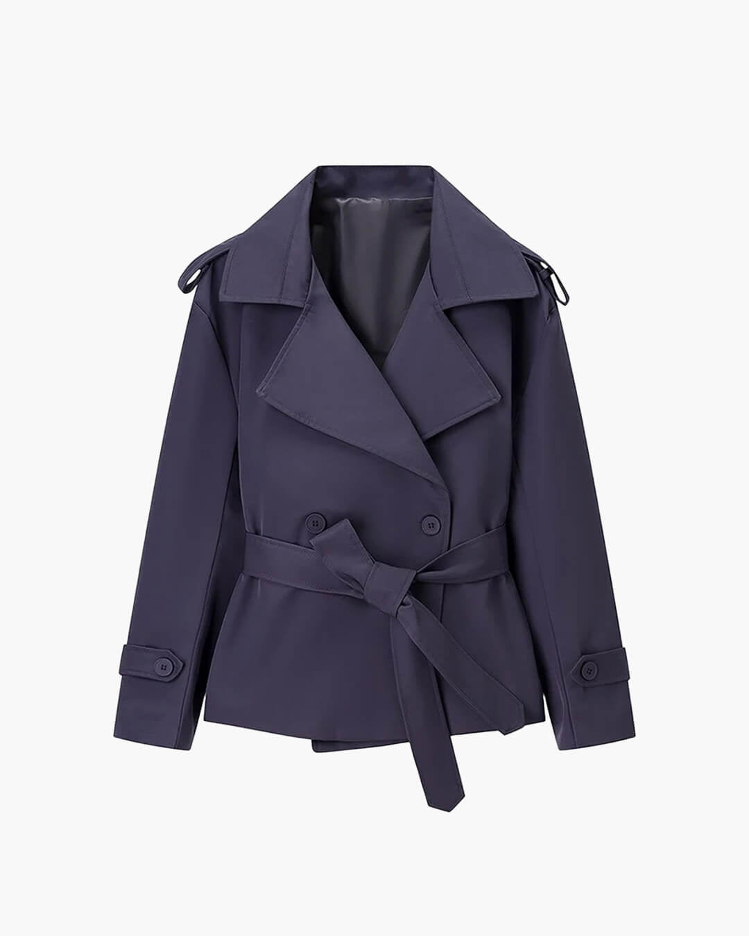 Sandy kort trenchcoat med snørelukning