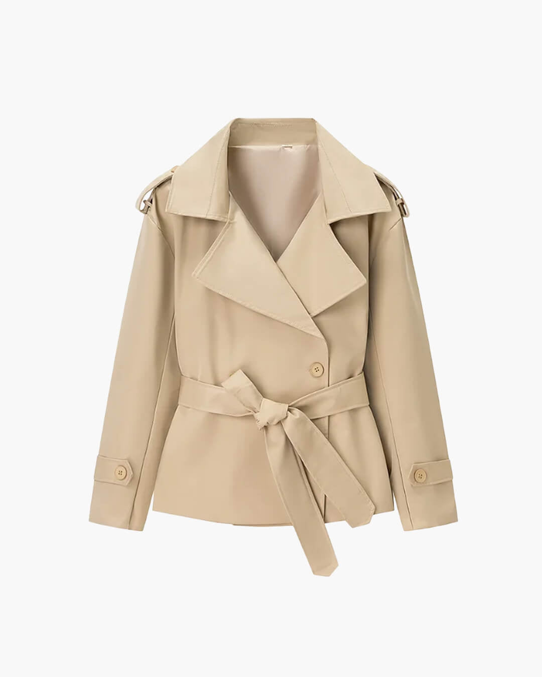 Sandy kort trenchcoat med snørelukning