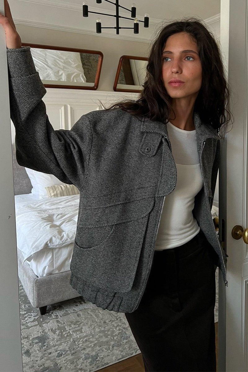 Sarah sildebensfrakke med ståkrave
