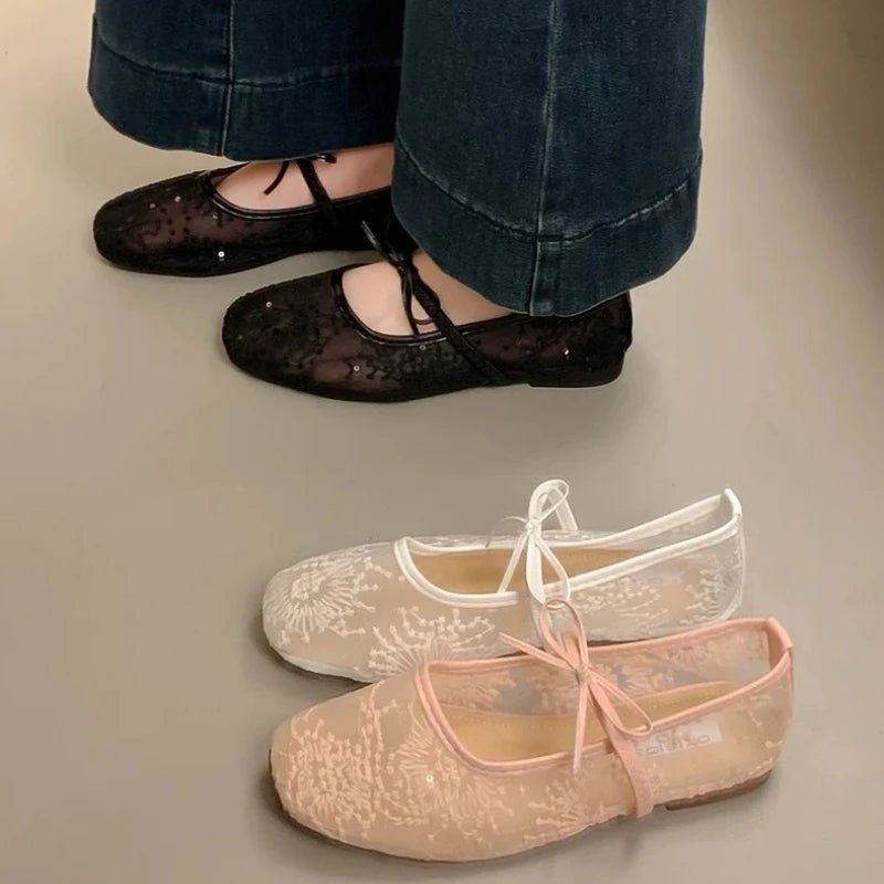 Saskia broderede meshballerinaer