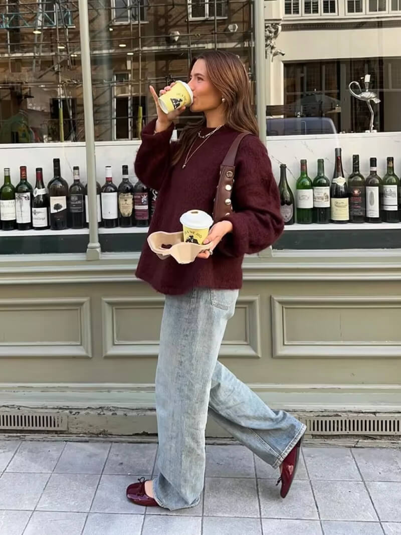 Shiela-bordeauxfarvet pullover