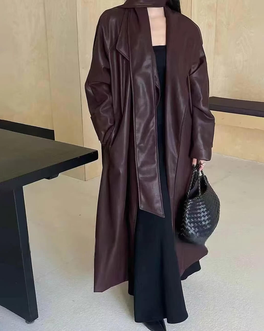 Shiela Trenchcoat i kunstlæder, maxilængde
