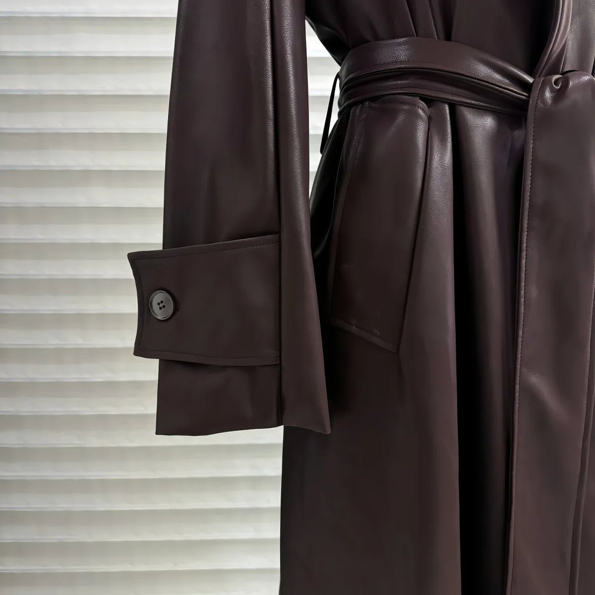 Shiela Trenchcoat i kunstlæder, maxilængde
