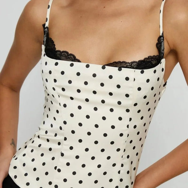 Sofia prikket camisole med blondekant