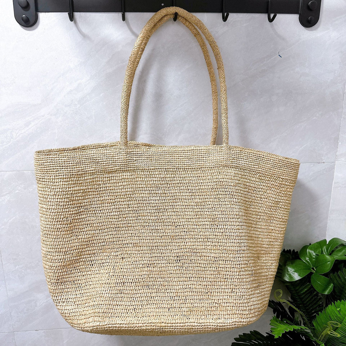 Sophia håndvævet rattan-shopper